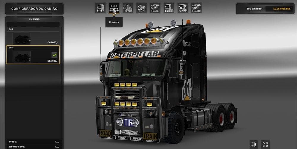 FREIGHTLINER ARGOSY V1.1 CHASSIS 6X6 – Parts mod for Euro Truck Simulator 2