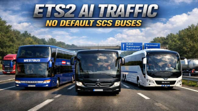 AI Traffic No Default SCS Buses v1.2 – Other mod for Euro Truck Simulator 2