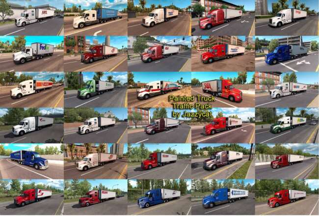 Painted Truck Traffic Pack by Jazzycat v6.1.16 – Other mod for Euro Truck Simulator 2