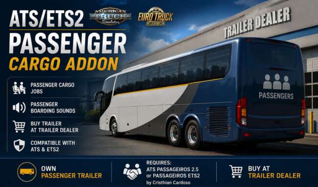 ATS/ETS2 Passenger Cargo Addon v1.0 – Parts mod for Euro Truck Simulator 2