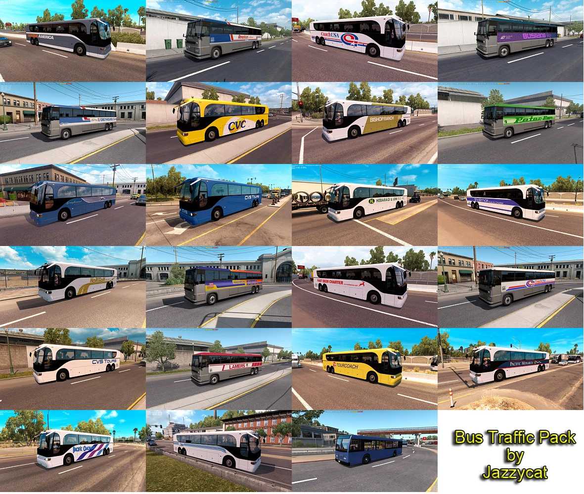 Bus Traffic Pack by Jazzycat v1.4.25 ATS - Euro Truck Simulator 2 Mods | American Truck Simulator Mods – Other mod for Euro Truck Simulator 2