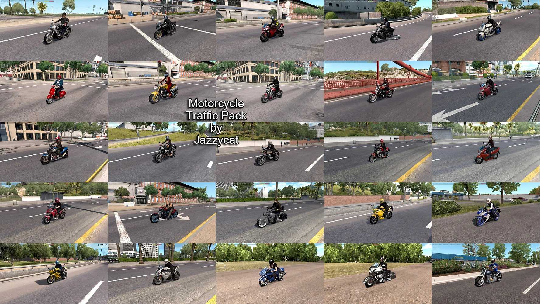 Motorcycle Traffic Pack by Jazzycat v6.5.14 ATS - Euro Truck Simulator 2 Mods | American Truck Simulator Mods – Other mod for Euro Truck Simulator 2