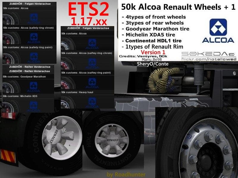 50k Alcoa Renault Wheels Pack v1 – Parts mod for Euro Truck Simulator 2