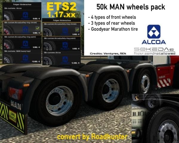 50k MAN Alcoa Wheels Pack – Parts mod for Euro Truck Simulator 2
