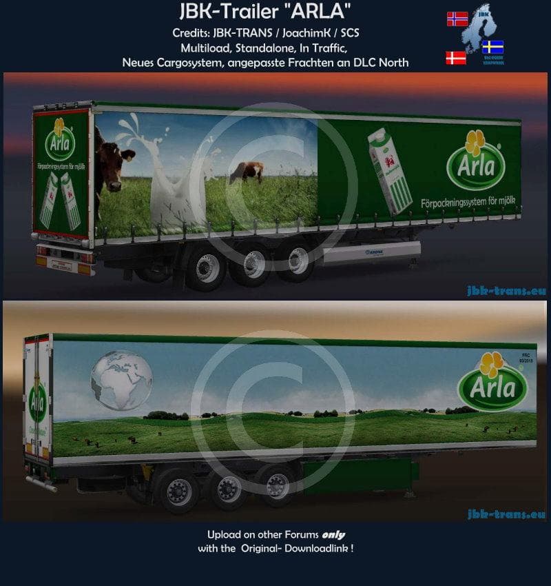 JBK-TRAILER ARLA – Trailers mod for Euro Truck Simulator 2