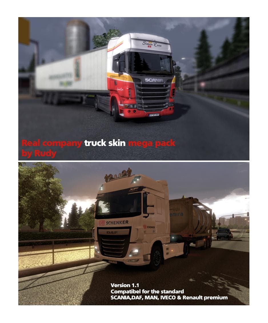 REAL COMPANY TRUCK SKIN (MEGA PACK) BY RUDY – Skins mod for Euro Truck Simulator 2