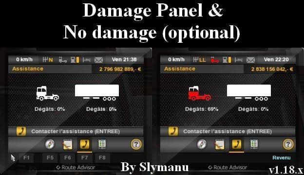 Damage Panel + No Damage (Optional) – Parts mod for Euro Truck Simulator 2