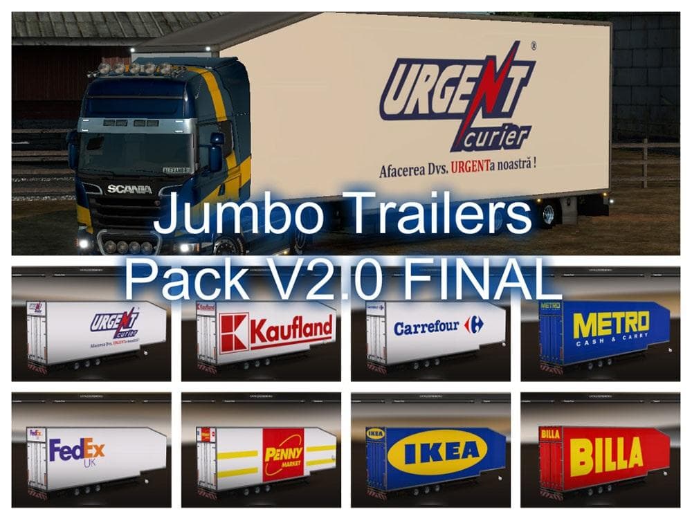 JUMBO TRAILERS PACK FINAL – Trailers mod for Euro Truck Simulator 2