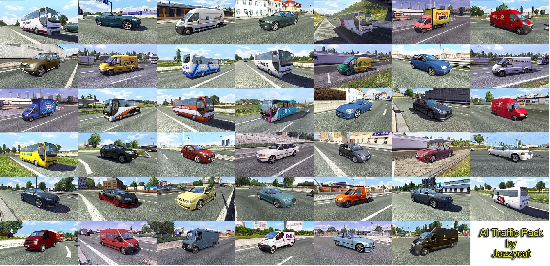 AI TRAFFIC PACK BY JAZZYCAT – Other mod for Euro Truck Simulator 2