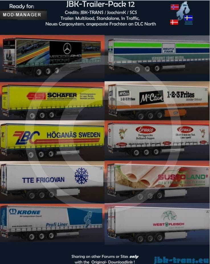 JBK – TRAILERS PACK 12 (10 TRAILER) – Trailers mod for Euro Truck Simulator 2