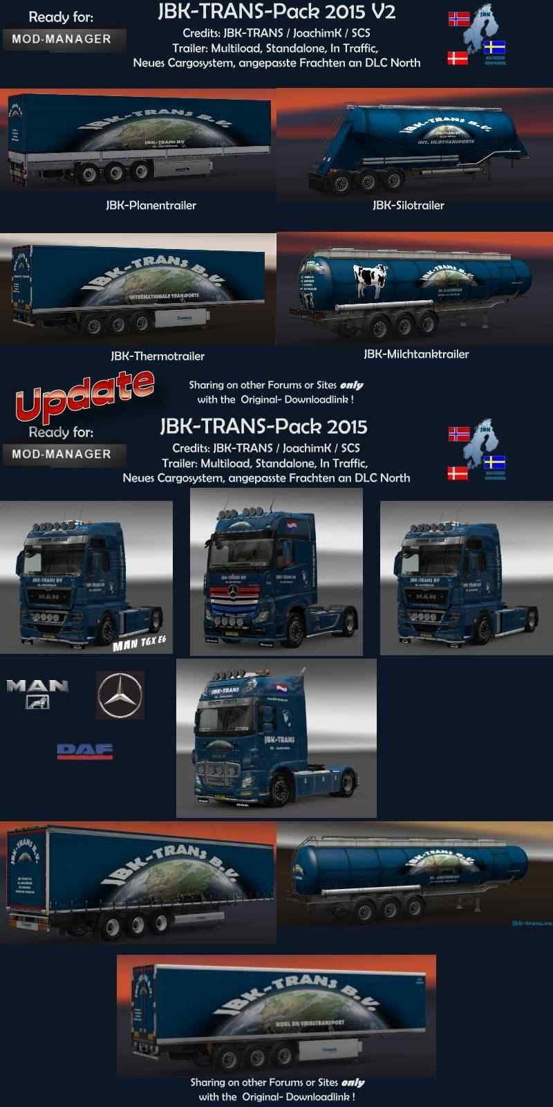 JBK-TRANS-PACK 2015 UPDATE – Trucks mod for Euro Truck Simulator 2