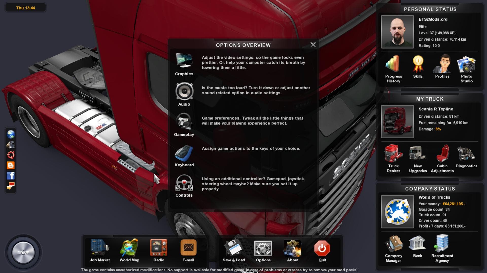 NEW ICONS IN THE MENU – Skins mod for Euro Truck Simulator 2