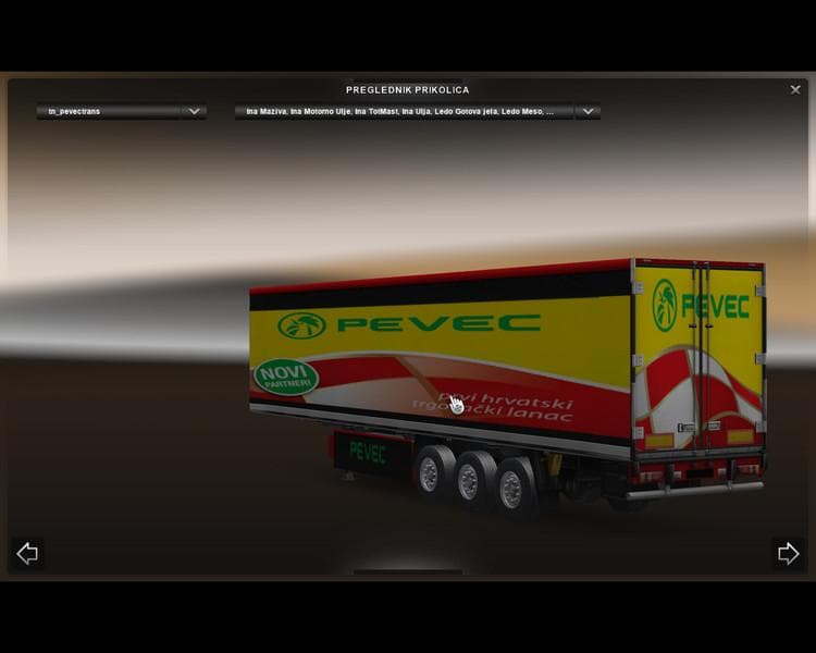 PEVEC TRAILER REFRIGERATED TRUCKS – Skins mod for Euro Truck Simulator 2