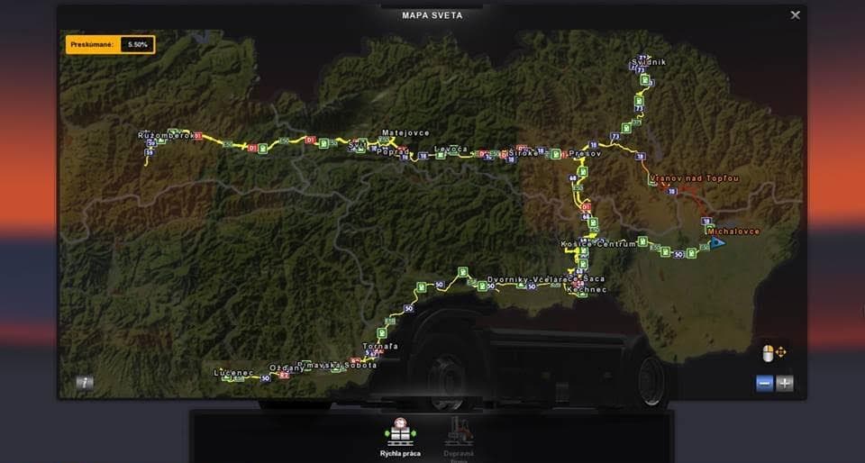 SLOVAKIA MAP – Maps mod for Euro Truck Simulator 2