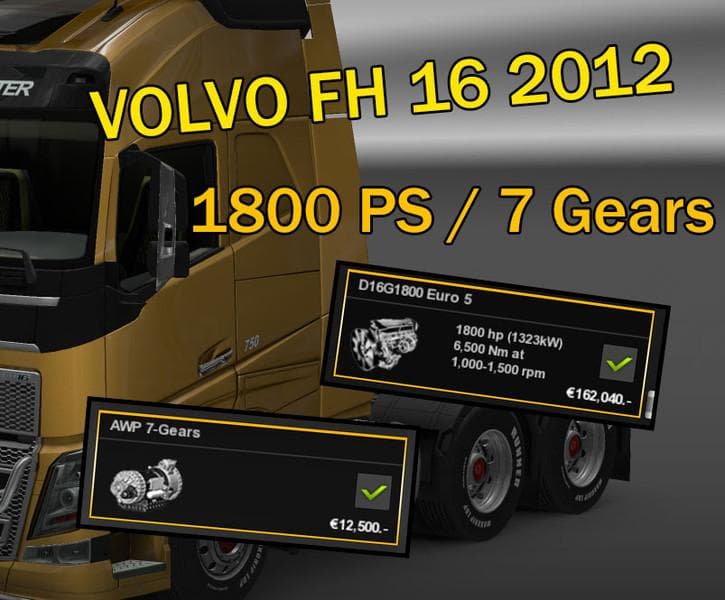 VOLVO FH 16 2012 1800 HP – Trucks mod for Euro Truck Simulator 2