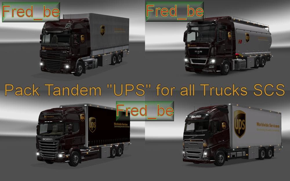 PACK TANDEM UPS FOR ALL TRUCKS SCS 1.20.X – Parts mod for Euro Truck Simulator 2