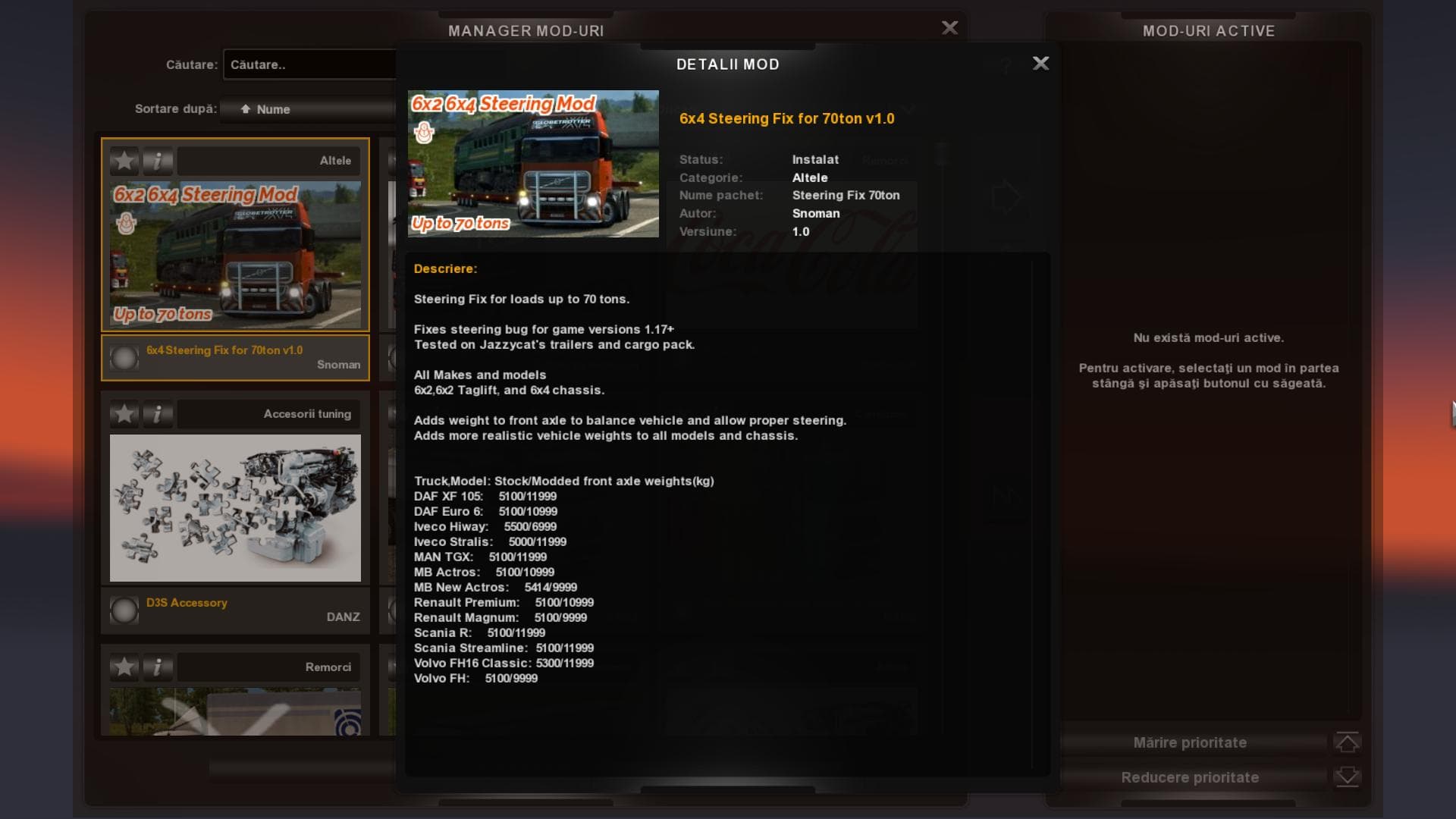 Steering fix for heavy loads 6×2, 6×4 chassis – Parts mod for Euro Truck Simulator 2