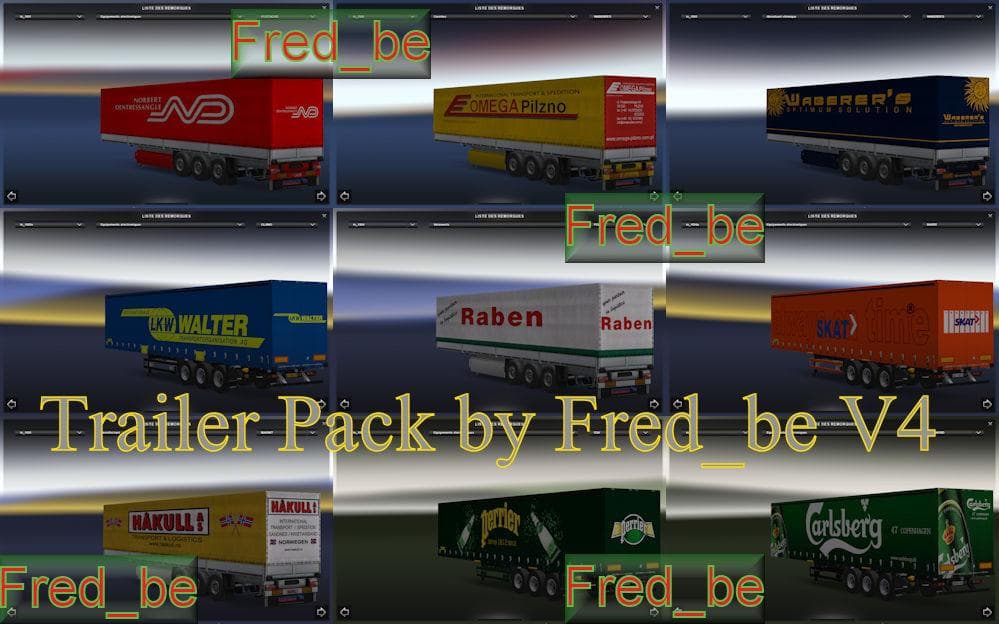 TRAILER PACK BY FRED_BE V4 1.20.X – Skins mod for Euro Truck Simulator 2