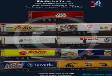 JBK – 9 TRAILERS PACK – Trailers mod for Euro Truck Simulator 2