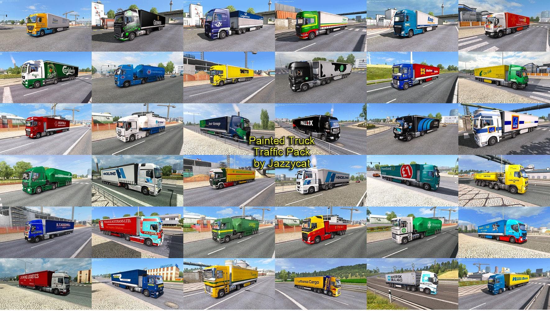 PAINTED TRUCK TRAFFIC PACK BY JAZZYCAT – Other mod for Euro Truck Simulator 2