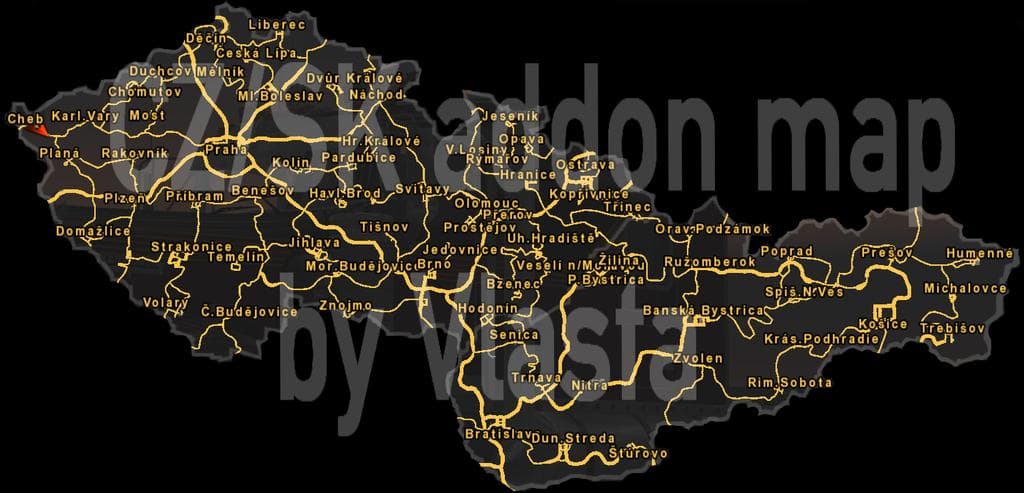 CZ/SK addon Map by Vlasta – Maps mod for Euro Truck Simulator 2