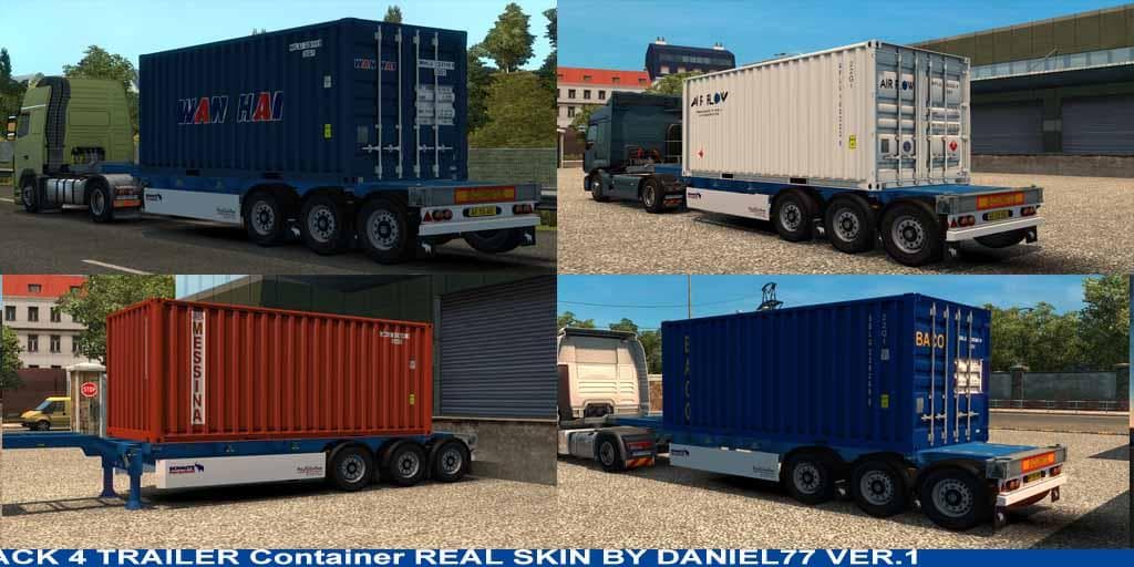 4 Trailer Container 20 ft Skins real V1 – Trailers mod for Euro Truck Simulator 2