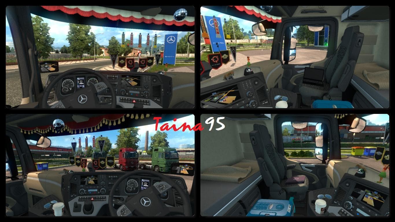 MERCEDES ACTROS MP4 V1.6 + CABIN ACCESSORIES DLC - ETS2 mods download – parts screenshot 2