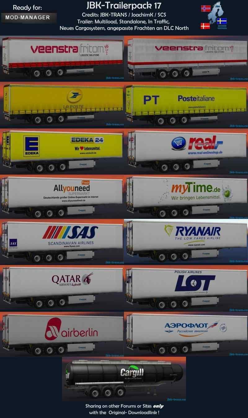 JBK-TRAILERPACK 17 (15 TRAILER) V1 – Trailers mod for Euro Truck Simulator 2