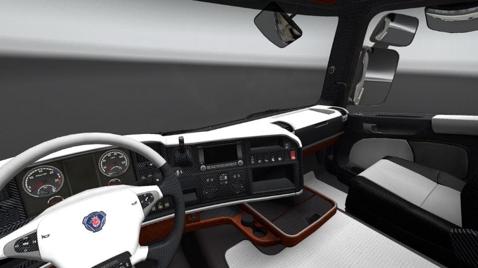 SCANIA BLACK & WHITE INTERIOR WITH CARBON – Other mod for Euro Truck Simulator 2