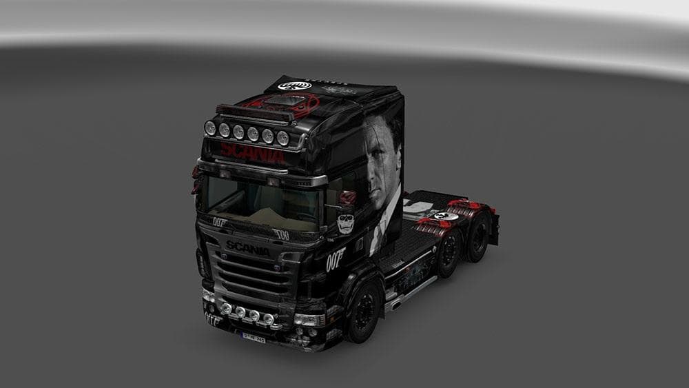 SCANIA R, STREAMLINE & T TOPLINE (RJL) BOND 007 V8 SKIN - ETS2 mods download – skins screenshot 2