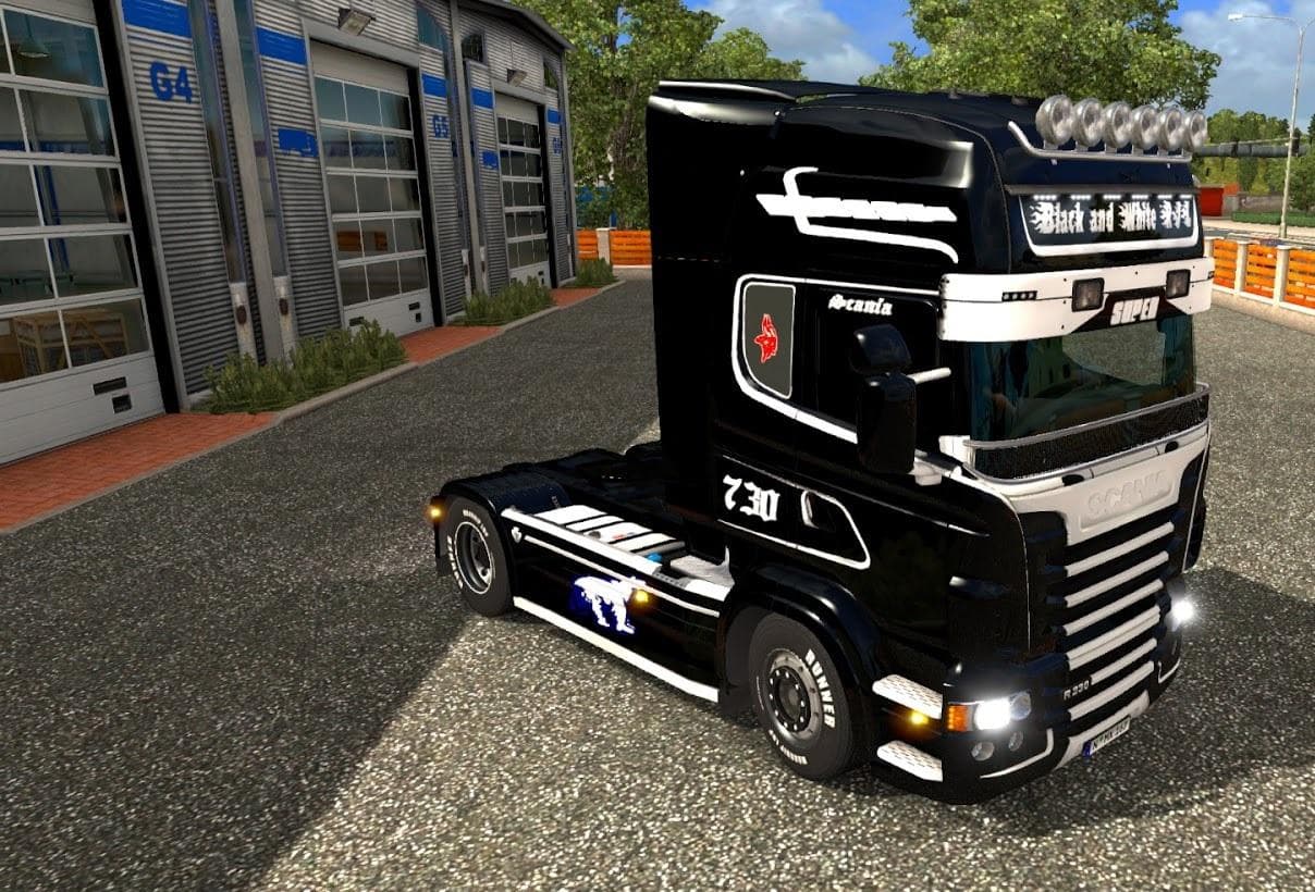 BLACK & WHITE FOR SCANIA RJL – Skins mod for Euro Truck Simulator 2