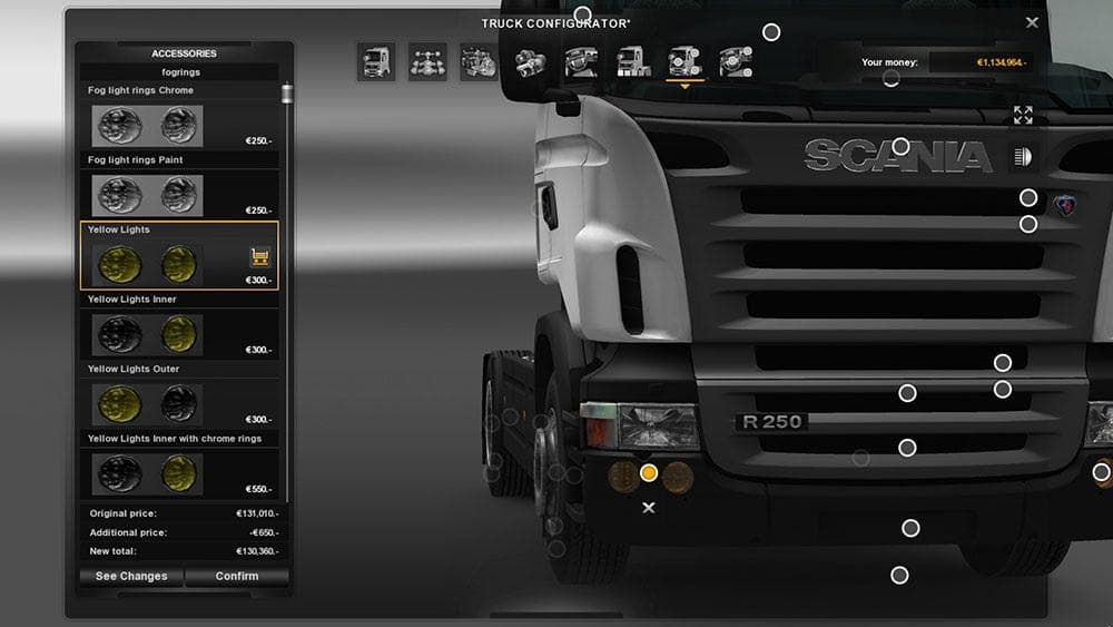 GTM RJL Yellow Bumperlights – Parts mod for Euro Truck Simulator 2