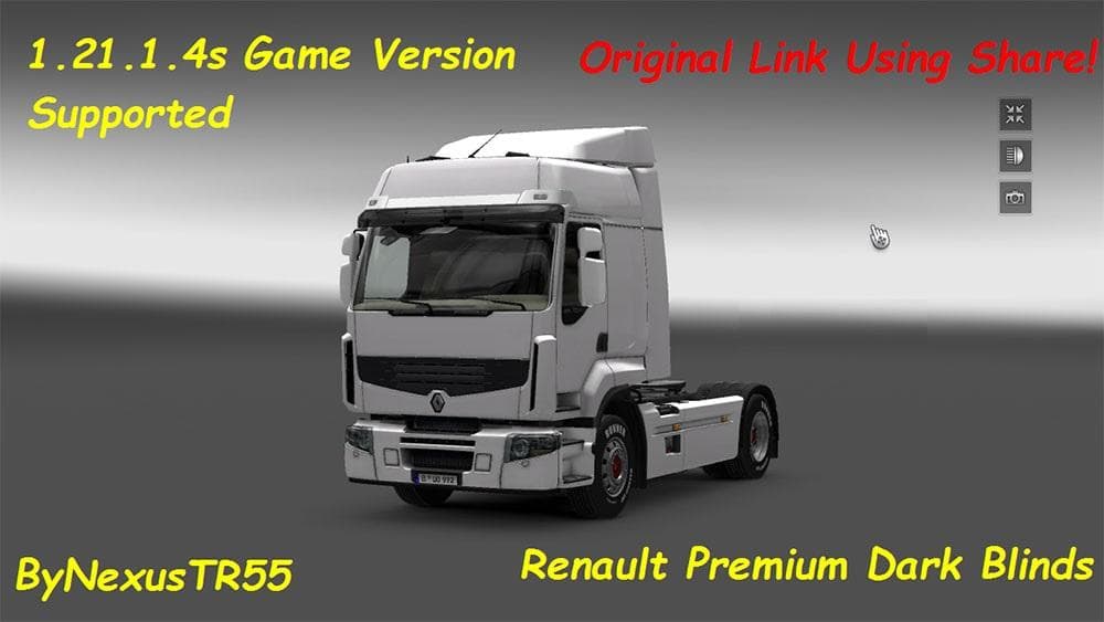 Renault Premium Dark Blinds 1.21.x – Skins mod for Euro Truck Simulator 2