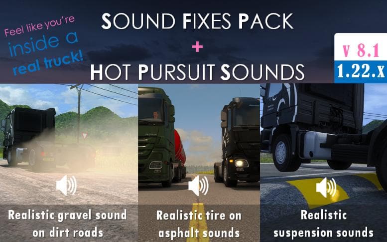Sound Fixes Pack + Hot Pursuit Sounds v8.1 – Sounds mod for Euro Truck Simulator 2
