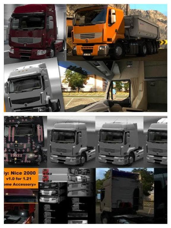 Renault Premium Accessory & Re-rendered textures – Parts mod for Euro Truck Simulator 2