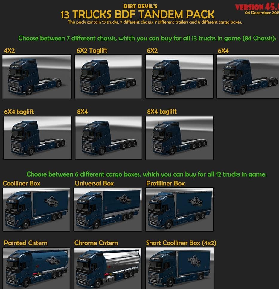 BDF TANDEM TRUCK PACK V45.0 – Trucks mod for Euro Truck Simulator 2