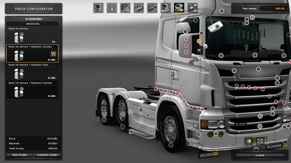 GTM RJL Cab Sidebars – Parts mod for Euro Truck Simulator 2