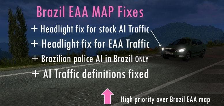 Brazil EAA Map AI Traffic Fixes v2.3 – Maps mod for Euro Truck Simulator 2