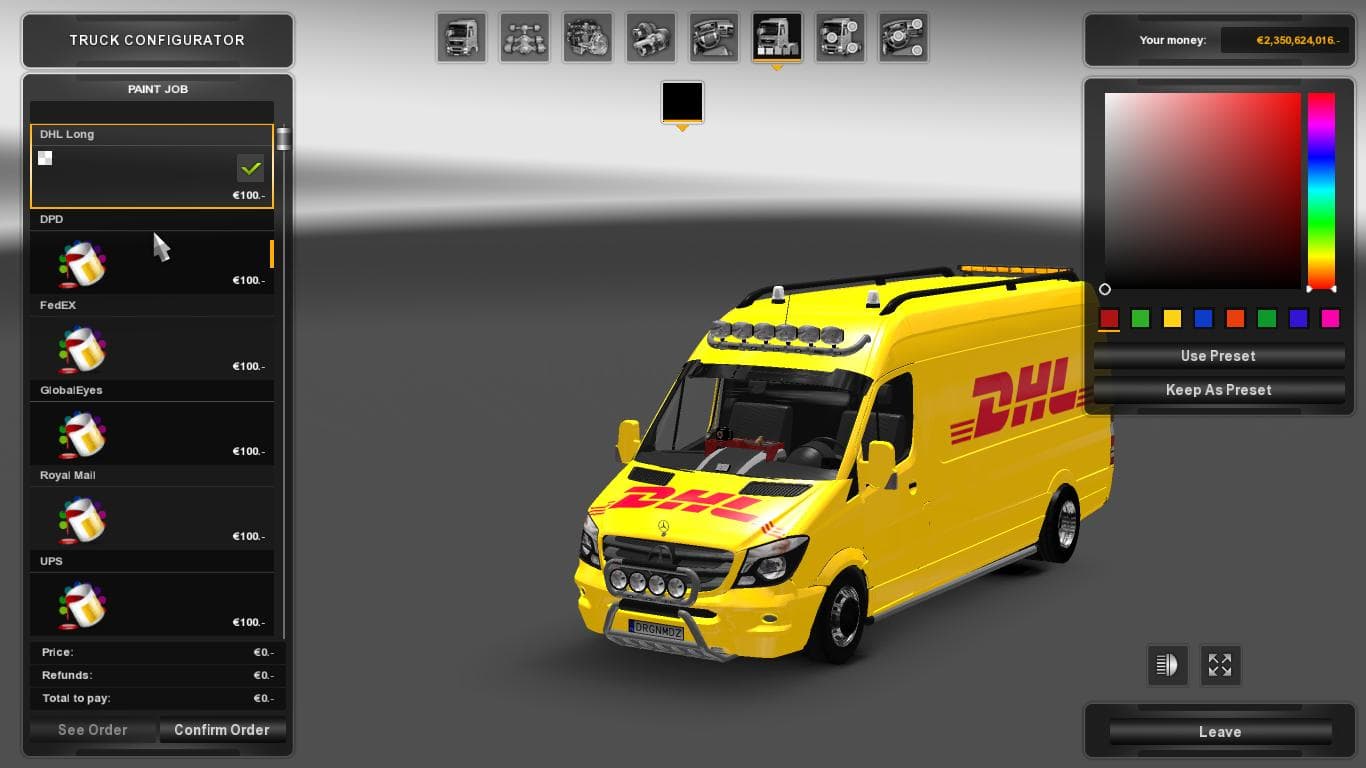 MERCEDES SPRINTER LONG 2015 SKINPACK – Skins mod for Euro Truck Simulator 2