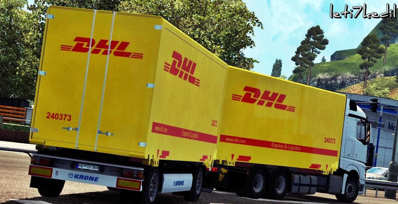 ACTROS MP4 DHL TANDEM 1.21.X - 1.22.X – Skins mod for Euro Truck Simulator 2