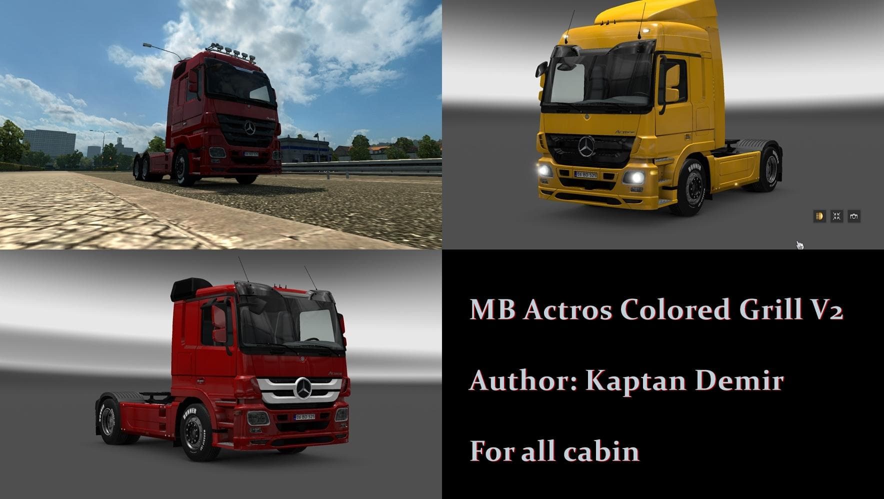 MB ACTROS 2009 COLORED GRILL V2.0 – Parts mod for Euro Truck Simulator 2