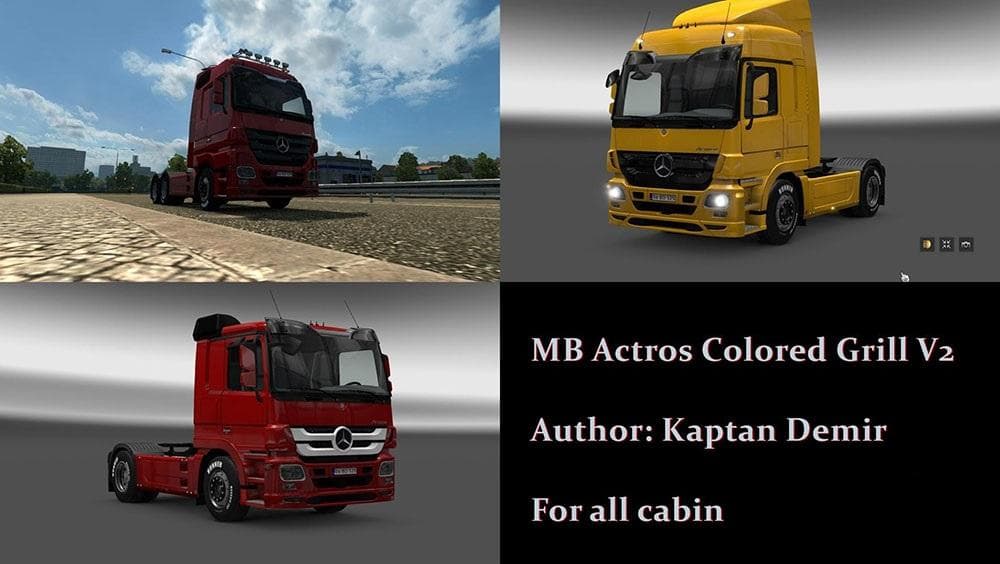 MERCEDES ACTROS 2009 COLORED GRILL V2.0 – Parts mod for Euro Truck Simulator 2