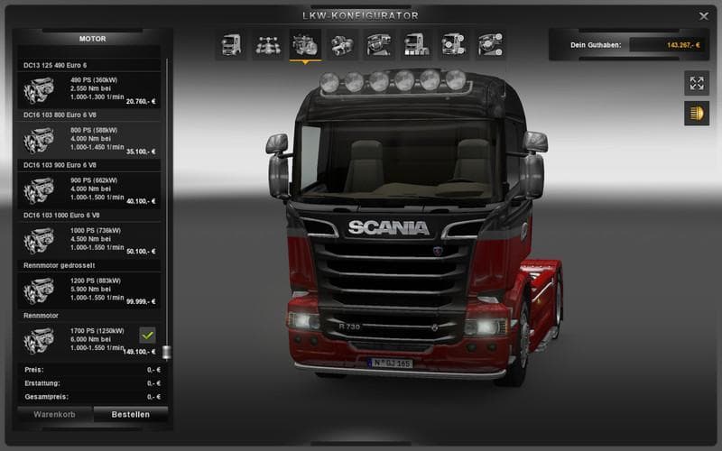 ENGINE & GEARBOX FOR ALL TRUCKS 1.22 – Parts mod for Euro Truck Simulator 2