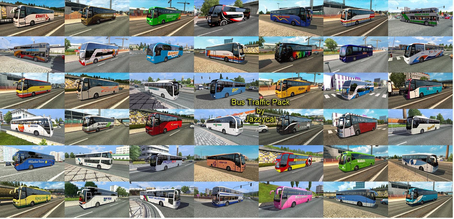 BUS TRAFFIC PACK BY JAZZYCAT V1.3 – Other mod for Euro Truck Simulator 2