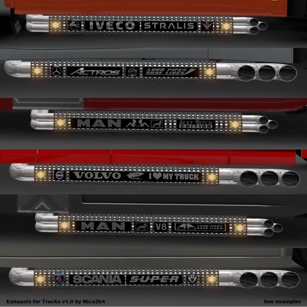 EXHAUSTS FOR TRUCKS V1.3 BY NICO2K4 - ETS2 mods download – parts screenshot 2