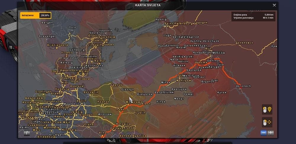 ROAD ATLAS FOR VANILLA + TSM + RUSMAP + RUSSIA OPEN SPACES – Maps mod for Euro Truck Simulator 2