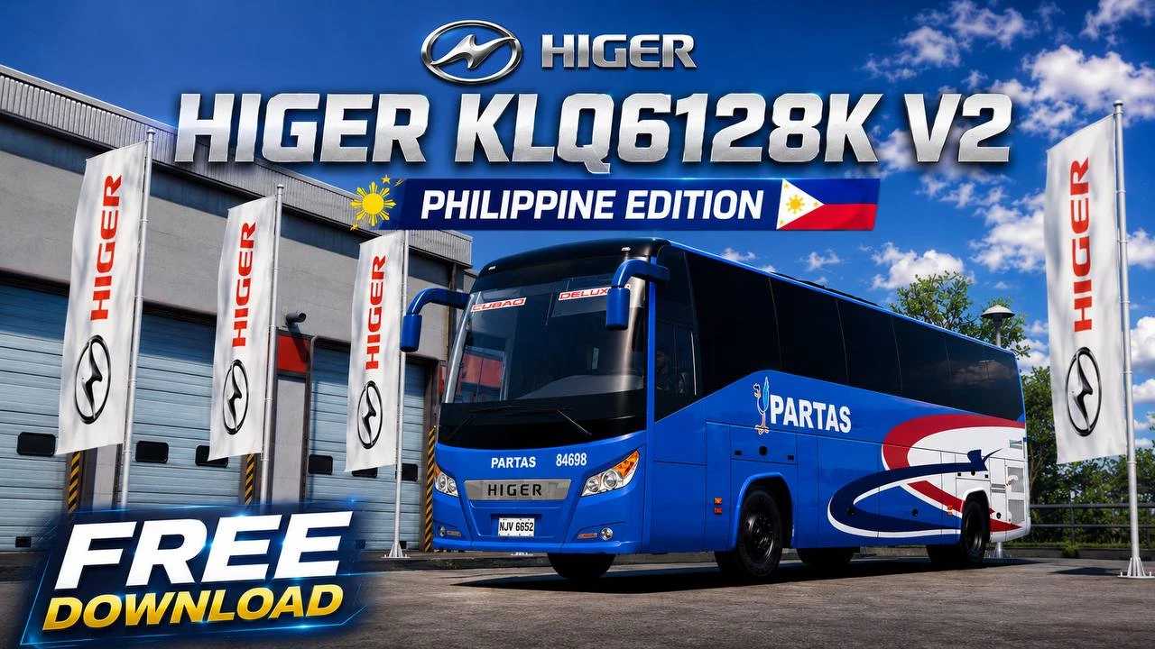 HIGER KLQ6128K V2 – Philippine Edition 1.60 ETS2 - Euro Truck Simulator 2 Mods | American Truck Simulator Mods – Buses mod for Euro Truck Simulator 2