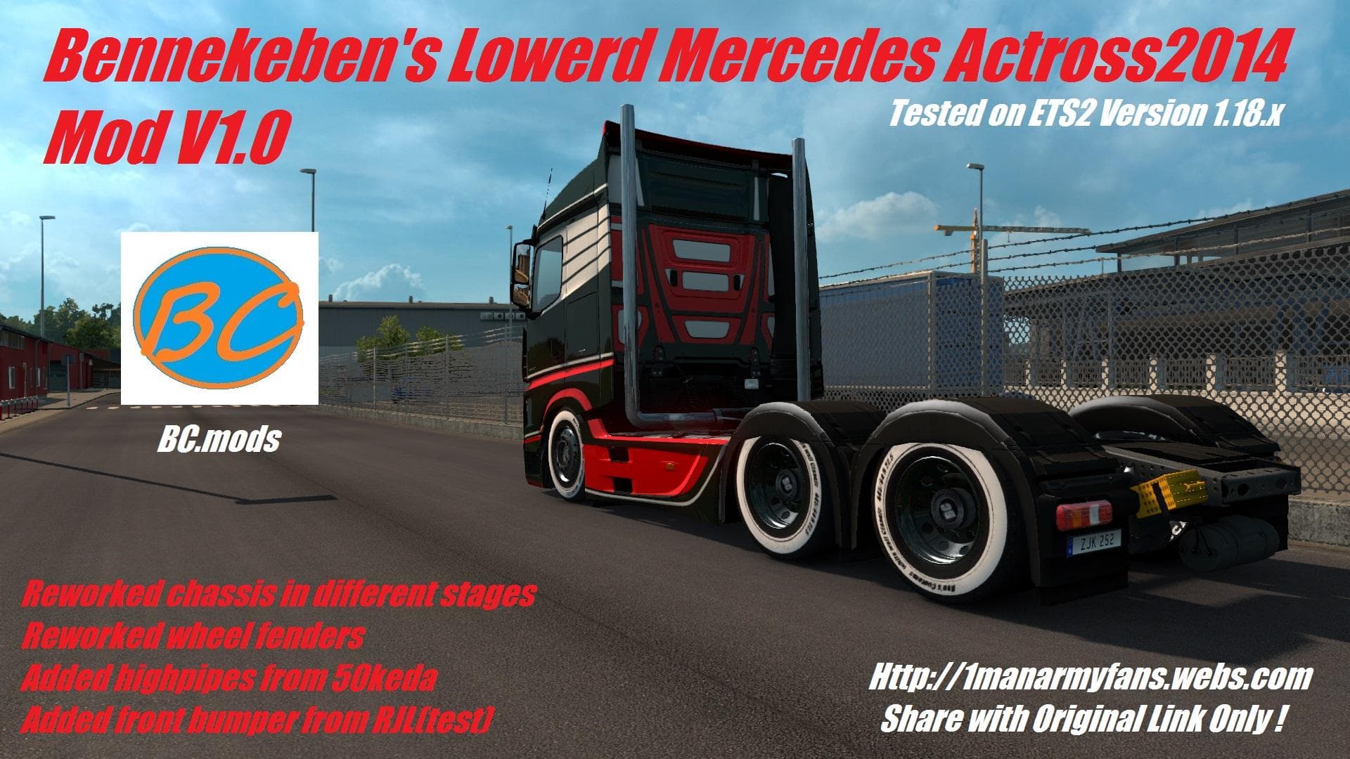 BENNEKEBEN’S LOWERD MERCEDES ACTROSS2014 – Parts mod for Euro Truck Simulator 2