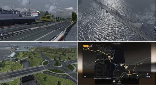 Bridge from Calais to Dover and City on Island – Maps mod for Euro Truck Simulator 2