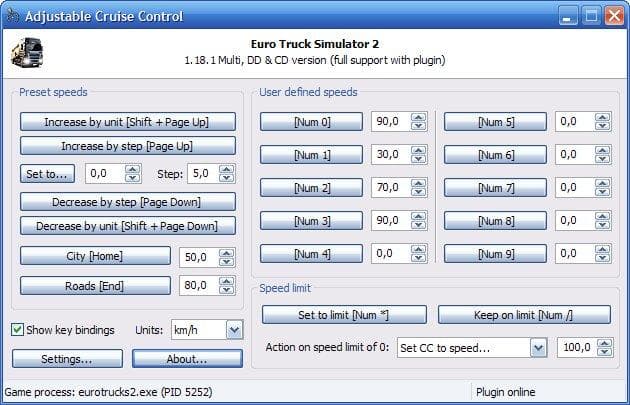 Adjustable Cruise Control (app) 1.18.1.3 – Parts mod for Euro Truck Simulator 2